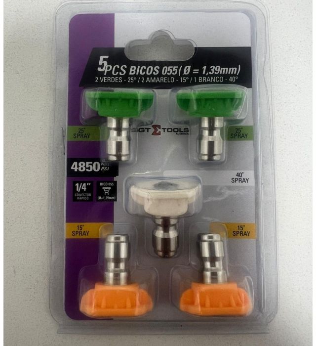 SGT - SIGMA - JOGO 5 BICOS 055 DIAM. 1,39MM 2 VERDES 25, 2 AMARELOS 15, 1 BRANCO 40