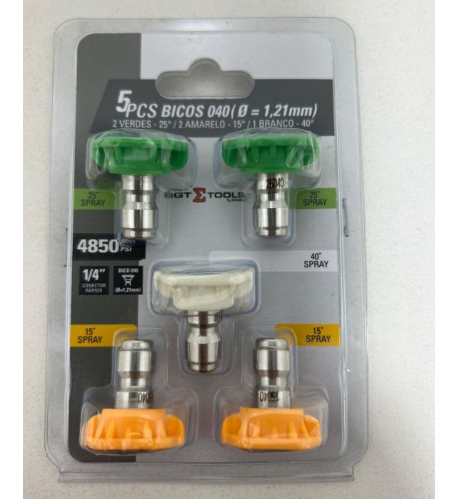 SGT - SIGMA - JOGO 5 BICOS 040 DIAM. 1,21MM 2 VERDES 25, 2 AMARELOS 15, 1 BRANCO 40