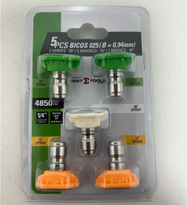 SGT - SIGMA - JOGO 5 BICOS 025 DIAM. 0,94MM 2 VERDES 25, 2 AMARELOS 15, 1 BRANCO 40